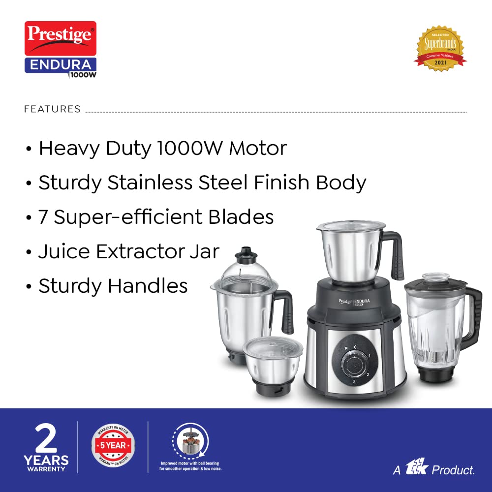 Prestige 1000 Watts Endura Mixer Grinder 4 Jars
